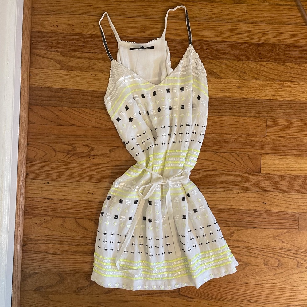 French Connection white sequined mini dress